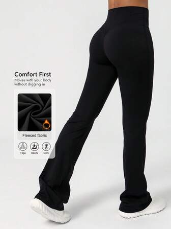 Sodalemon Dambyxor med smal passform och utsvängda dansbyxor, borstade yoga- och sportbyxor med vida ben och tights