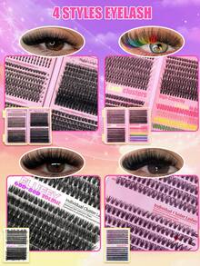 New Arrival 12-Piece Fluffy Eyelash Set - With Bottom Lashes/Cat's Eye Style/Fairy Lashes/Full Thick Clusters (30D-100D), Easy DIY For Beginners & Pros, Ideal For Travel/Dances/Gatherings/Daily/Holiday Gifts - màu đen - Xem 3
