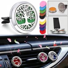 Nuevos productos difusores de aromaterapia Difusor de perfume para coche con diseño de árbol de la vida, ambientador de rejilla de ventilación, difusor de fragancia y aroma, colgante giratorio con compartimento abierto, accesorios de decoración del hogar DIY, regalos - Plateado - Ver 10