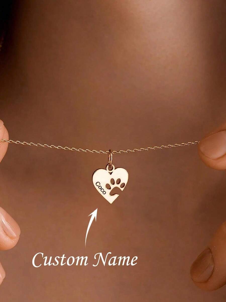 Collar personalizado con forma de corazón y huella de pata, collar personalizado con huella de pata, collar con letra y huella de pata de mascota, regalo conmemorativo de mascota, mejor regalo para el Día de la Madre