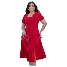 Evangelical Fashion Dress With Flower Detail And Ruffled Pleated Skirt - 紅色 - 查看 3