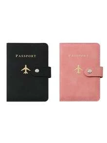 1pc Passport Holder Minimalist Travel Accessory, Convenient Storage Passport Multi-Card PU Passport Holder, Snap Closure, Faux Leather Lining, Airplane Pattern, Holiday Supplies, Travel Items, Passport Wallet, Travel Accessories, Business Casual Woman And Man, Travel Essentials, Travel Must Haves, For Travel And Back To School, For Gift Giving Family Friends Lovers