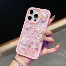 SANRIO Pink Bow-Knot Hello Kitty Leather Pattern Bow-Knot Phone Case Compatible With Iphone 17 Pro Max - Baby Pink - View 9