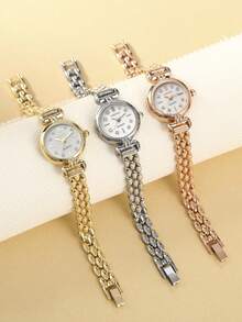 1pc French Fashion Multifunctional Petite Women's Quartz Watch, Round Minimalist Dial With Metal Band. Suitable For Daily Wear And As Holiday Gift. - Silver - View 3