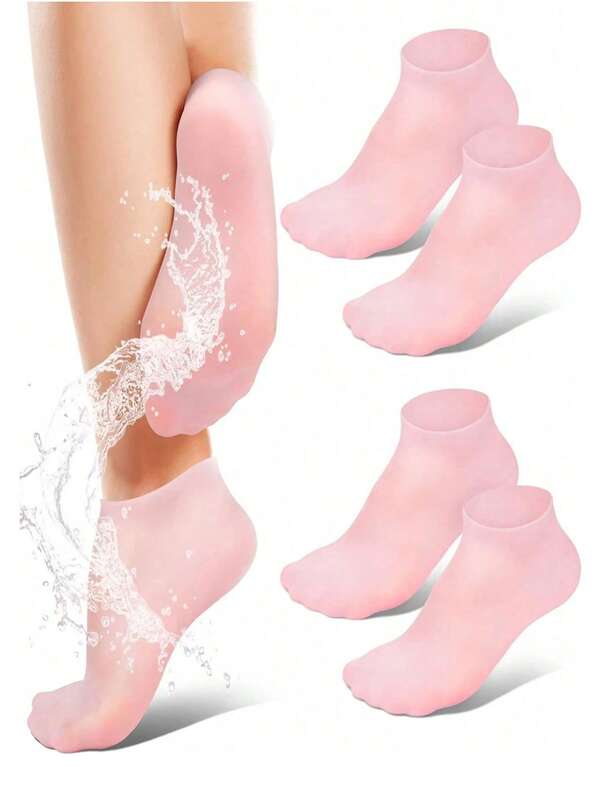 1 paire de chaussettes en aloe vera réutilisables à haute élasticité, chaussettes spa hydratantes pour la nuit, convenant aux femmes ayant les pieds secs et gercés. Chaussettes spa en gel hydratantes à haute élasticité et antidérapantes pour la réparation des pieds, les talons secs et gercés. Chaussettes en gel antidérapantes pour hommes et femmes ayant la peau sèche et les pieds rugueux. Soins des pieds à domicile, peuvent être utilisées avec vos lotions et crèmes préférées.