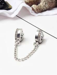 1pc Fashionable Personalized Silver, Gold, Rose Gold Multi-Element Heart Charm, Suitable For DIY Bracelet, Bangle, Anklet, Safety Chain Pendant - Chain - View 20