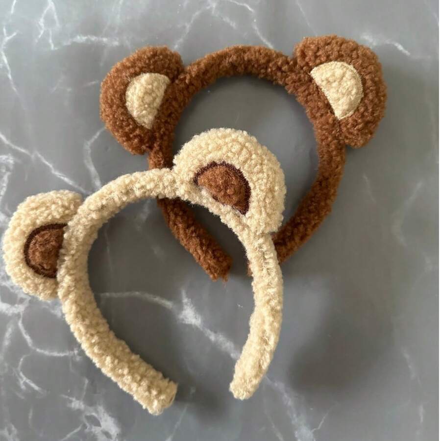 Plush Cat Ear Headband Retro Leopard Print Hair Scrunchie Cute Holiday Accessories Fashionable Hair Clip Ribbon Hair Hoop - Multicolor - View 1