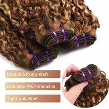 4/27 Water Wave Burmese Curly Bundles Human Hair 24 26 28 Inches 3Pcs Honey Blonde Ombre Curly Human Hair Bundles Weave With Spiral End 3c4a Quick Weave Hair Bundles For Women Suitable For Natural Hair Colors Of Women,100% Human Hair. - 4/27 - View 4