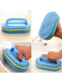 Szczotka prysznicowa | Ergonomiczna, ręczna szczotka gąbkowa, dwukolorowa konstrukcja – wielofunkcyjna, ręczna szczotka czyszcząca, odpowiednia do wanny, kuchni, łazienki itp. – idealna do czyszczenia płytek, naczyń kuchennych i plam, akcesoriów łazienkowych