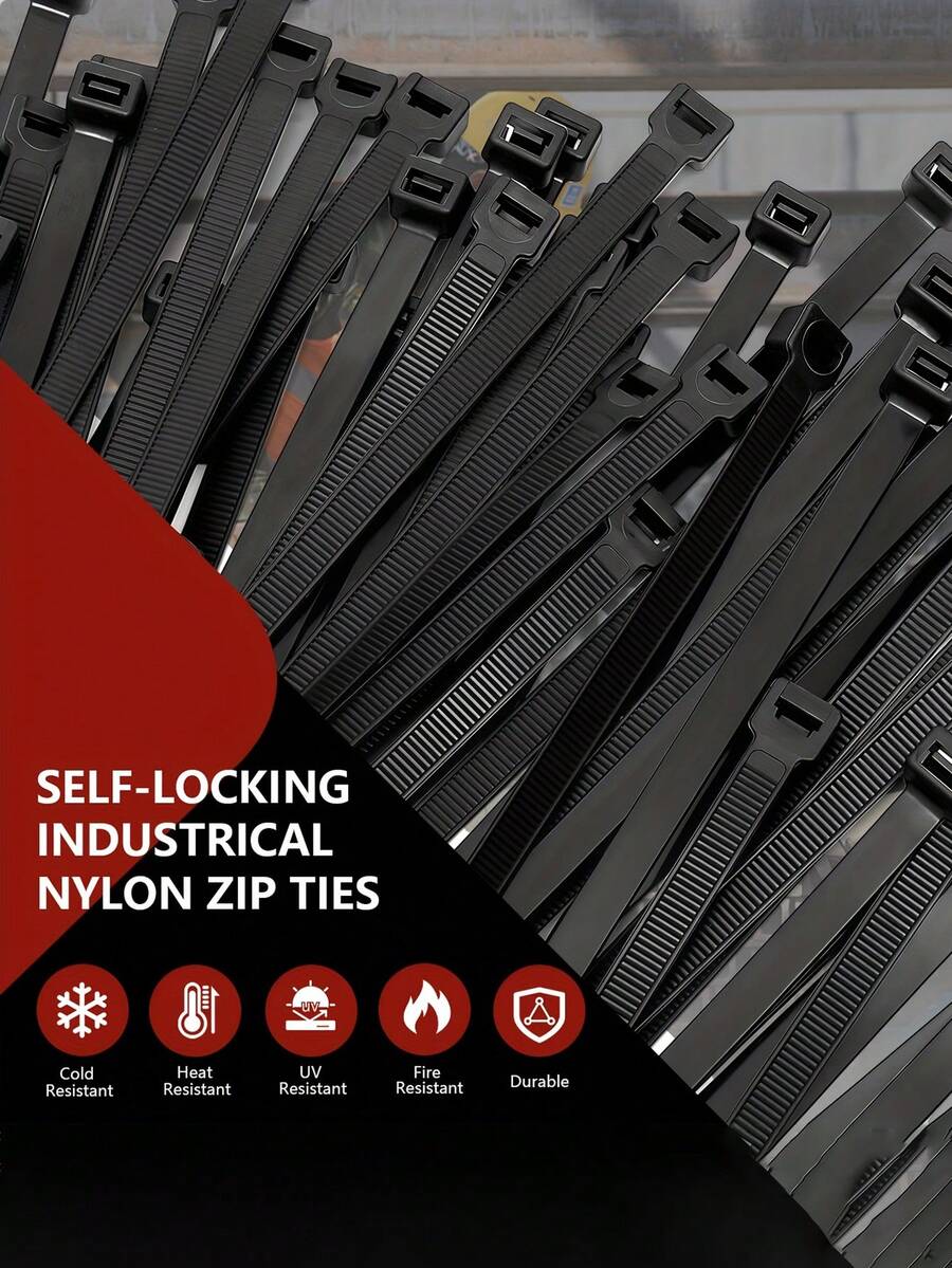 100 Pcs Cable Ties Heavy Duty Zip Ties With 200 Pounds Tensile Strength For Multi-Purpose Use, Self-Locking UV Resistant Nylon Tie Wraps, Indoor And Outdoor Tie Wire.