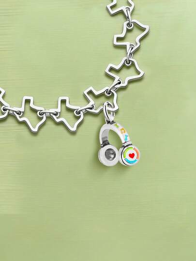 1pc Simple And Unique 925 Sterling Silver Colorful Rhythm Earphone Charm DIY Pendant Delicate Jewelry Gift For Women Or Men