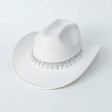 1 chiếc mũ lưỡi trai Unisex trang trí thắt lưng Boho Cowboy Hat Ridge Cowgirl Hat Beach Hat Panama Hat Sun Hat Jazz Hat Soft Felt Hat Fedora cho hoạt động ngoài trời - Hồng - Xem 1
