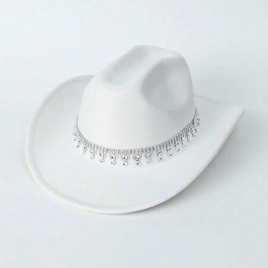 1 chiếc mũ lưỡi trai Unisex trang trí thắt lưng Boho Cowboy Hat Ridge Cowgirl Hat Beach Hat Panama Hat Sun Hat Jazz Hat Soft Felt Hat Fedora cho hoạt động ngoài trời - Hồng - Xem 1
