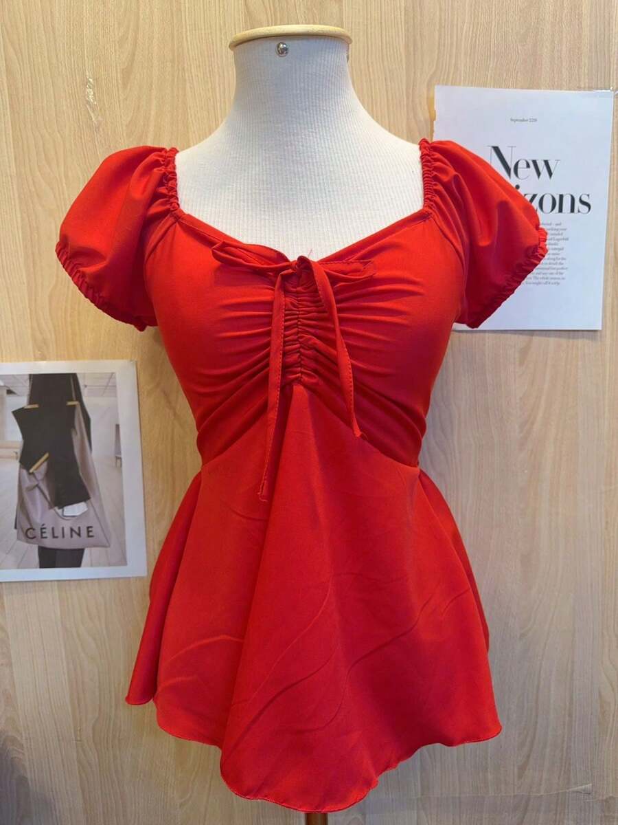 Women's Cute, Light, Elegant Style Blouse - Red - View 1