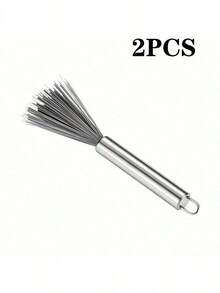 1pc Multipurpose Stainless Steel Long Handle Cleaning Brush, No Electricity Required, Suitable For Living Room, Bedroom, Bathroom, Kitchen, Furniture - Medium Strength Brush