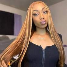 Ombre Lace Front Wig Human Hair Highlight 5x5 HD Straight Lace Front Wigs 200% Density 4/27 Colored Honey Blonde HD Lace Frontal Wigs For Women Pre Plucked With Baby Hair 30inch - S4/27 - Xem 4