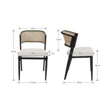 WAHSON OFFICE CHAIRS Midcentury Set Of 2 Rattan Dining Chairs Upholstered PU Leather Side Chairs With Metal Legs For Kitchen/Living Room - Black - View 2