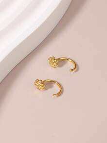 18K镀金可爱花朵鼻环20G-C形花朵镶嵌锆石鼻钉/鼻孔饰品适合日常佩戴小鼻环 - 多款式 - 查看 3