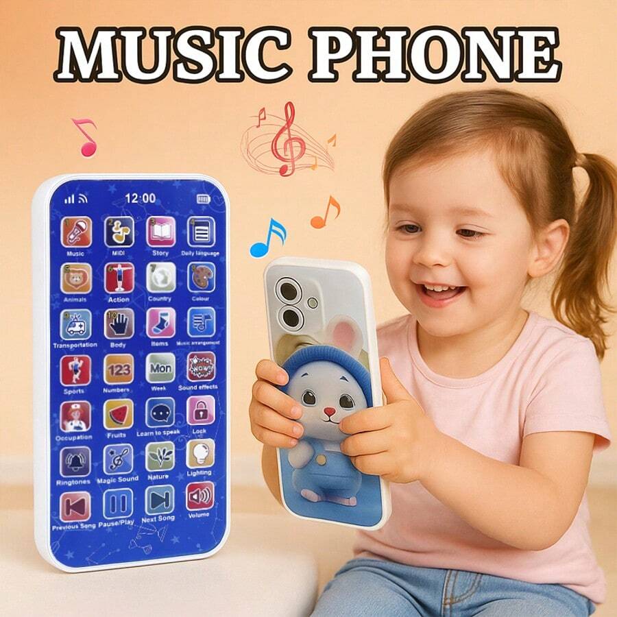 1 件儿童益智多功能学习电话，婴儿玩具带音乐，男孩女孩仿真电话，节日礼物