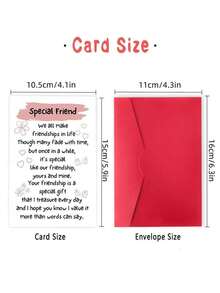 1pc, Warm Greeting Card With Envelope, Friendship Is A Special Gift I Cherish Every Day, Suitable For Birthdays, Anniversaries, Any Special Day, Perfect For Giving To My Best Friend, Best Friend, Good Brother - 彩色 - 查看 2