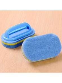 Szczotka prysznicowa | Ergonomiczna, ręczna szczotka gąbkowa, dwukolorowa konstrukcja – wielofunkcyjna, ręczna szczotka czyszcząca, odpowiednia do wanny, kuchni, łazienki itp. – idealna do czyszczenia płytek, naczyń kuchennych i plam, akcesoriów łazienkowych