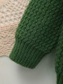 Infant Round Neck Long Sleeve Warm Knit Sweater - Green - View 4