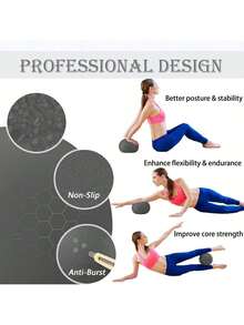 Home Gym Fitness Yoga Ball, Thickened Anti-Burst Ball 25cm, Suitable For Pilates, Prenatal Balance And Stability - Black - View 6