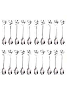 4/12/20 Stück Besteck-Set aus Blatt-förmigen Edelstahl Dessertlöffeln und -Gabeln, kreatives Geschirr für Zuhause, Restaurant, Café, Schulbedarf