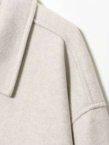 山茶花新款秋冬女式美式休闲街头风拉链装饰翻领夹克 - 米色 - 查看 5