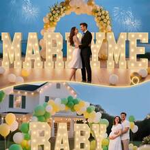 28.74 英寸 LED 发光字母 A-Z - 易于组装，电池供电，是生日、求婚、婚礼、活动的理想之选 - 暖光