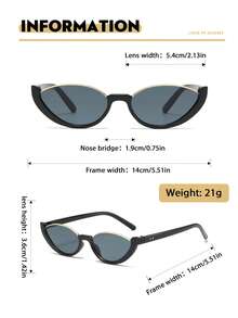 1pc Retro Cat Eye Small Frame Glasses, Y2K Style For Women, Fashion Accessory For Casual, Outdoor, Summer, Autumn/Winter, Beach, Business, Gift, Suitable For Daily Wear, Beach, Travel - Multicolor - View 6