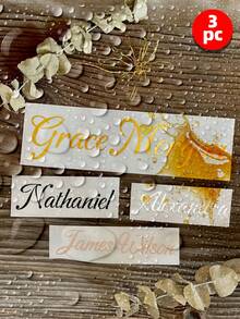 1~5PCS Customized Cup Vinyl Stickers, Personalized Water Bottle Stickers, Customized Name Stickers For Weddings, Design Your Full-Color Custom Stickers, Waterproof Material, Tear Resistant And Residue Free, Colorful Customization,Office Decor