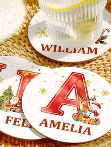 Custom Name Acrylic Coasters - 1/2/4pcs Personalized Initial Drinks Coaster, Square Acrylic Cup Mat For Home Bar Kitchen Dining Table, Custom Text Coasters For Christmas Thanksgiving Birthday Party Decor, Personalized Coasters For Family Friends Couples Gift, Durable Acrylic Drink Coasters To Protect Tabletop From Water Stains Scratches, - Normal - View 5