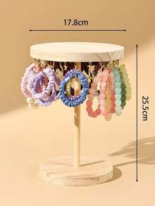 1pc Wooden Round Jewelry Display Stand, Walnut Color, Minimalist Design, Necklace, Pendant, Bracelet, Bangle Organizer, Christmas & Halloween Gift For Women