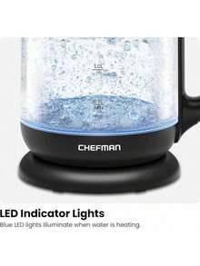 Chefman | Tetera con Jarra de Cristal | Hervidor Eléctrico de 1.Litros | Base de 360 Grados | Luz Led - 1,7 litros - Ver 11