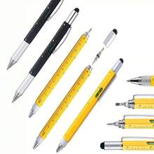 6-In-1 Multi-Functional Tool Pen, All-In-One Technical Tool Pen With Flathead & Screwdriver, Ballpoint Pen, Stylus Pen, Ruler, Level, Convenient Tool Kit