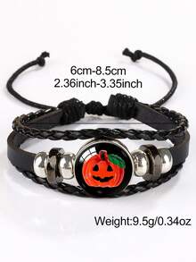 Halloween Gemstone Beaded Metal Bracelet, Handmade Jewelry