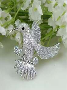 1PC Exquisite And Shiny Rhinestone Hummingbird Brooch - A Fashionable, Charming, Elegant And Romantic Accessory For Women's Clothing - The Perfect Gift For Weddings And Banquets - Multicolor - View 3