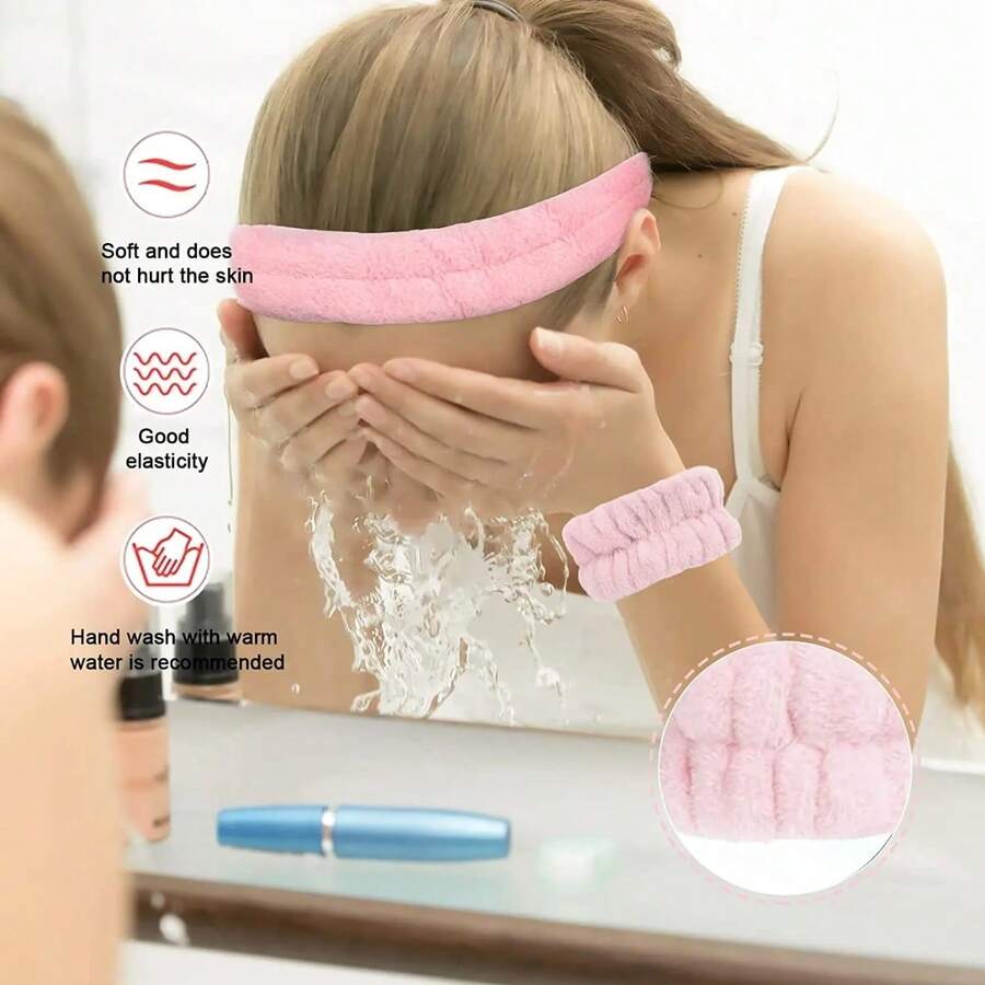 Dây đeo cổ tay giặt bằng sợi nhỏ thời trang Scrunchies Băng đô phồng Băng đô bọt biển dùng để rửa mặt, trang điểm khi tắm, chăm sóc da - Nhiều màu - Xem 1