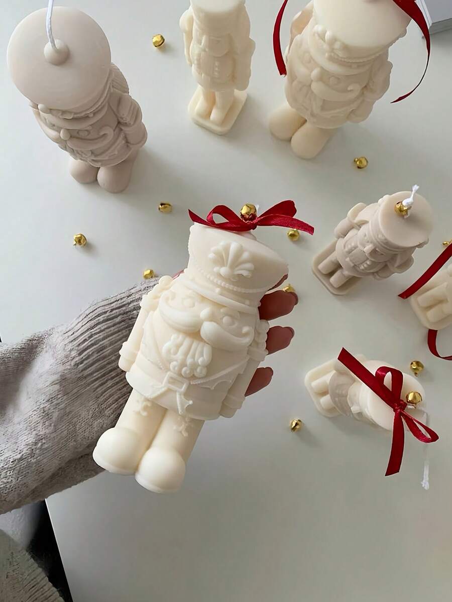 Moldes para velas de Natal, Molde de resina de silicone quebra-nozes de Natal, Molde de vela quebra-nozes rei e soldado, Presente de Natal perfeito para amigos, Para decoração de mesa de festa em casa, Fabricação de velas natalinas, Sabonete artesanal, Chocolate - Branco - Ver 1