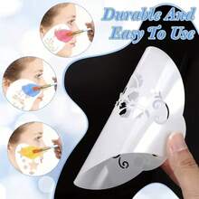 5 件美人鱼鳞片模板，美人鱼化妆模板可重复使用鱼鳞模板大号塑料鳞片墙面模板，可用于面部和身体绘画 - 白色 - 查看 4