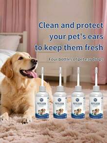 1 pieza Gotas para oídos de mascotas adecuadas para gatos y perros - Limpian eficazmente el cerumen, los residuos y las secreciones, y mantienen el conducto auditivo limpio. El diseño tubular ergonómico facilita su uso con precisión. Cada botella tiene una capacidad de 2.03 onzas (longitud de cuidado ideal, evitando el desperdicio excesivo).