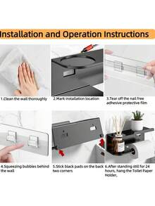 1 pezzo Portarotolo di carta igienica, Portarotolo con mensola, Organizer da bagno in acciaio inossidabile, Montaggio adesivo e a vite, Per bagno, antibagno, cucina, roulotte (Nero)Portarotolo da parete per carta igienica con vano portasalviette in acciaio inossidabile opaco nero, Portasalviette, Appendiabiti da parete per il bagno