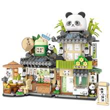 Street View Tea Shop Mini Building Blocks  Set, Creative Building Toys Cute Panda Building Set For Girls 6-12, Simulation Architecture Construction Toy, Gift Idea For Kids Adults (860PCS) - Multicolor - View 1