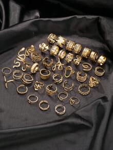 5/10/15/20/40/60pcs Set Stainless Steel Open Ring Assorted Styles Random Box, Including Snake Ring, Geometric Pattern Ring, Star Ring, Cross Ring, Essential For New Year, Valentine's Day Gift, Everyday Wear - Silver - View 5