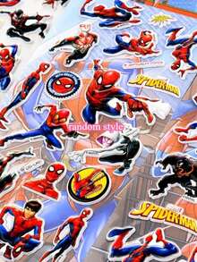 卡通蜘蛛侠闪光音乐DIS-CX贴纸，漫威超级英雄3D泡泡贴纸（男女皆宜），带印刷工艺的奖励贴纸