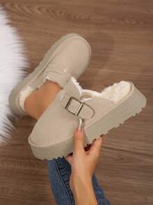Shoes For Women Slip-On Platform Loafers Chunky Heels Causal Shoes Fluffy Fuzzy Warm Winter Slippers House Bedroom Shoes Outdoor Indoor Spring Autumn Ladies Shoes Loafers Flats Bedroom Slippers Indoor Outdoor Walking Travel - 杏色 - 查看 4