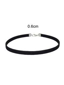 5pcs Punk Style Black Velvet Choker Necklace Set For Women - Black 5 Stripes - View 6