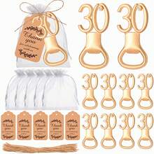 Zestaw 10 złotych otwieraczy do butelek 30, 40, 50, 60, 70, 80 na prezenty urodzinowe 30, 40, 50, 60, 70, 80, przyjęcia urodzinowe, prezenty rocznicowe, pamiątki ślubne i prezenty dla gości, prezenty walentynkowe, artykuły kuchenne i barowe, upominki na przyjęcia