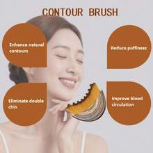 New Lymphatic Contour Face Brush, Dry Brushing Face Brush, Lymphatic Drainage Massager For Face, Chin & Jawline Sculpting, Ergonomically Designed To Fit The Skin Precisely And Relieve Fatigue - 棕色 - 查看 2